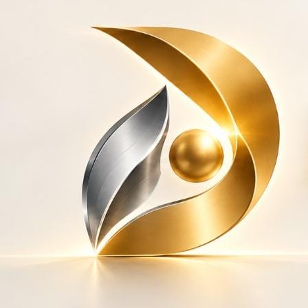 Dhanvoraa sculptural gold and silver brand mark